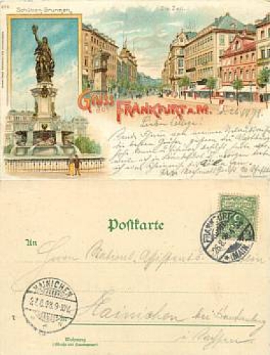 Frankfurt Main Litho Schuetzenbrunnen o 26.8.1898