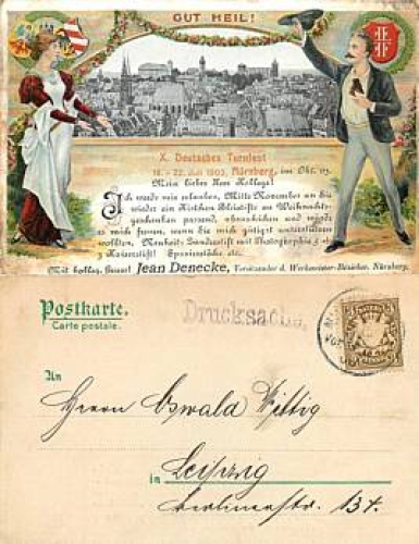 Nuremberg 10th German Gymnastics Festival 1903 Litho