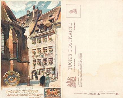 Nuremberg Goldenes Posthorn Weinstube Tuck`s Oilette artist card *ca.1905