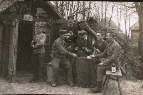 Skat soldiers W.H. Military pioneers real photo used February 22, 1917