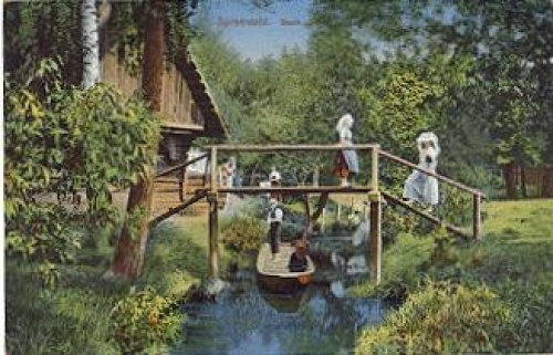 Spreewald Trachten Brücke Kahn o 16.7.1912