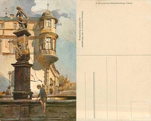 Coburg Fountain Steingasse artist card *ca.1910