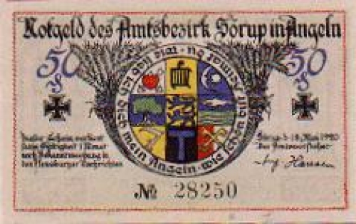 24966 Sörup Städtenotgeld 50 Pfennige Wappen 1920