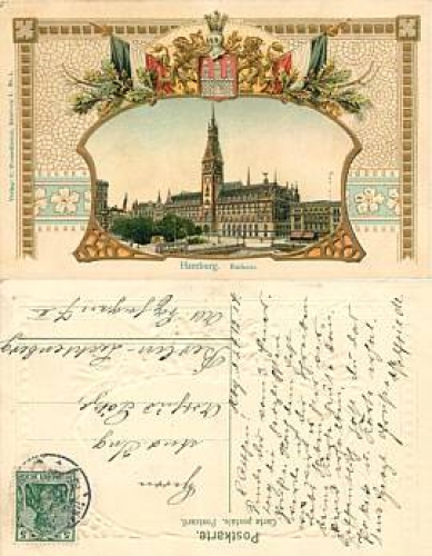 Hamburg Town Hall embossed litho o27.12.1914