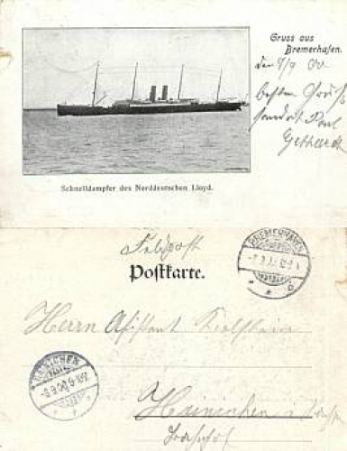 Express steamer Norddeutscher Lloyd o September 7, 1900