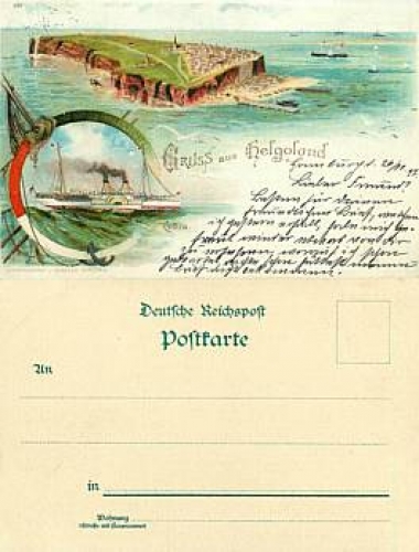 27498 Helgoland Litho Dampfer Cobra gebr. ca.1897