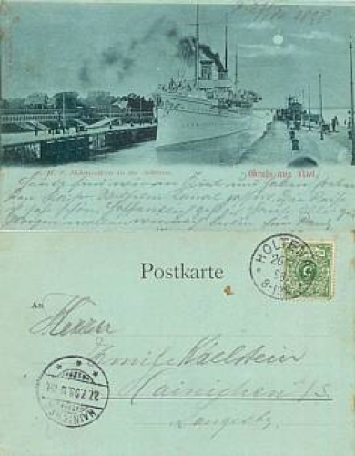 Kiel S.M.Y. Hohenzollern moonlight card o July 26, 1898