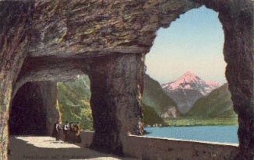 Flüelen Axenstrasse mit Birkenstock * ca. 1910