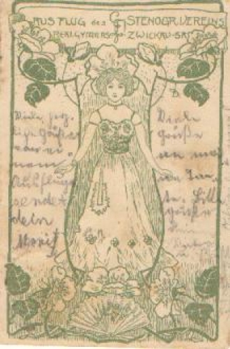 Zwickau Saxony Excursion Realgymnasium Stenographic Association Art Nouveau o 30.3.1903