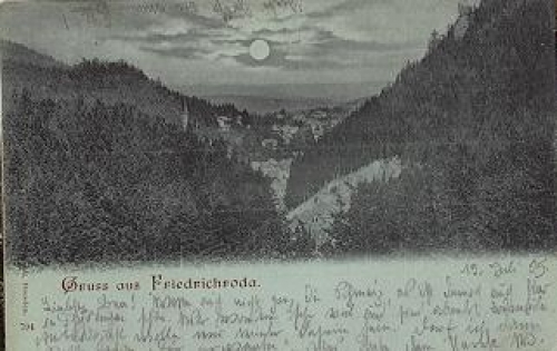 99894 Friedrichroda moonlight card used. circa 1900