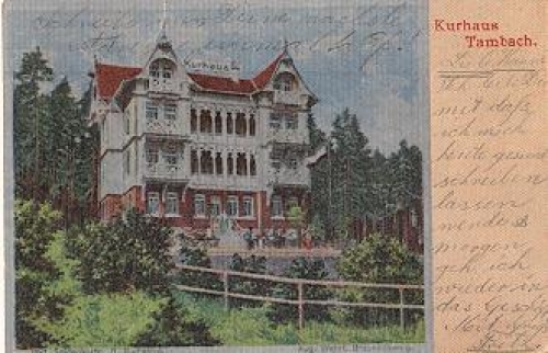 99897 Tambach Kurhaus silk card o approx. 1905 Bahnpost train 568