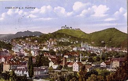Eisenach, total view with Wartburg o August 7, 1925