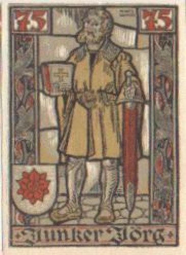 Eisenach, Städtenotgeld, Wert 75 Pfennige, Junker Jörg,  1921