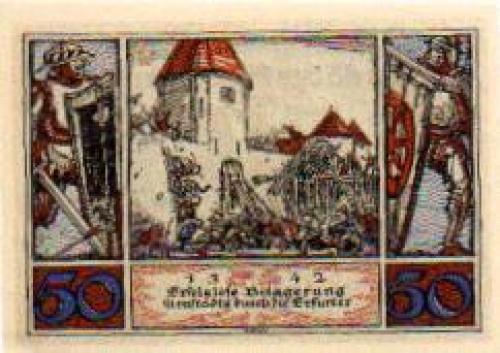 99310 Arnstadt city emergency money 50 pfennigs 1342 siege by Erfurt 1921