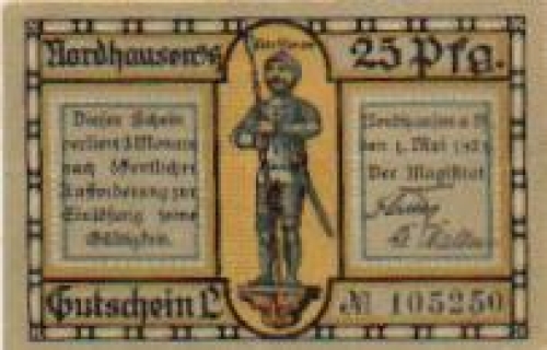 99734 Nordhausen city emergency money value 25 pfennigs 1921