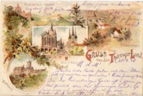 Greetings from Erfurt from the Thuringian Forest Litho o September 29, 1898