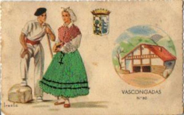 Vascongadas Spain traditional costumes embroidered map * ca. 1920