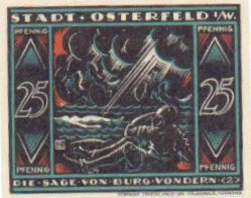 46197 Osterfeld, city emergency money, value 25 pfennigs, legend of Vondern Castle, No. 2, 1921