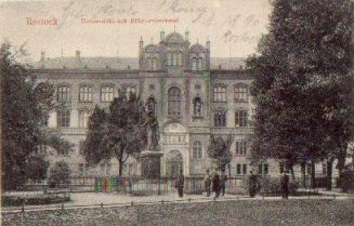 Rostock University with Blucher monument o 24.7.1917