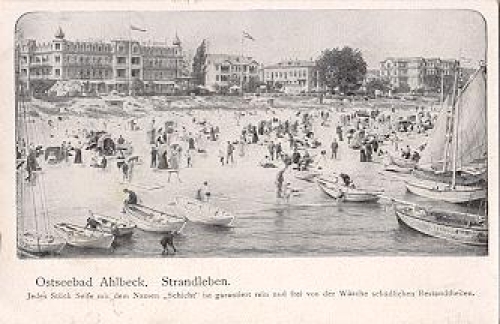 17419 Ahlbeck Strandleben Werbekarte Seife * ca. 1920
