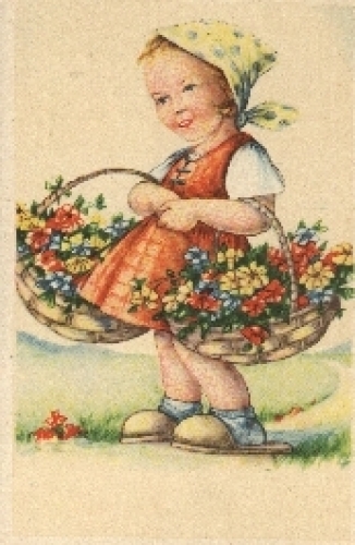 Girl with flower basket *approx. 1940