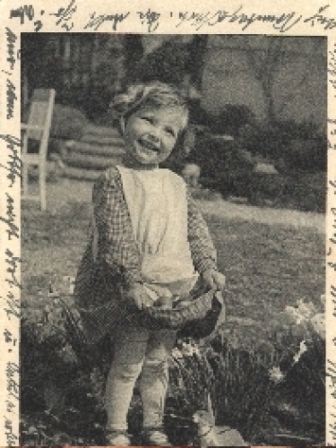 Girl easter eggs bunny used circa 1940