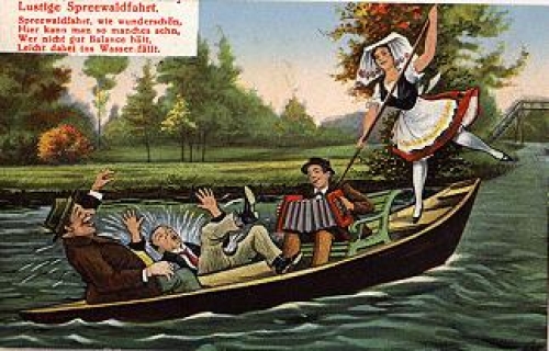 Spreewald costumes "Funny Spreewald trip" humor card * ca. 1910