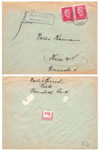 38375 Rabke Samtgemeinde Nord-Elm rural postmark o Helmstedt Land January 16, 1932