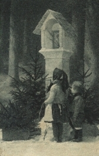 Kinder im Gebet Wald Schnee o 25.11.1926 
