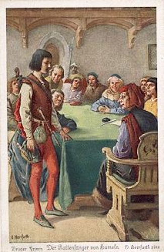 Pied Piper of Hamelin Fairy Tale artist card O. Berfurth * ca. 1930
