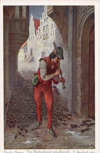 Fairy tale Pied Piper of Hameln, artist card O. Berfurth * approx. 1930