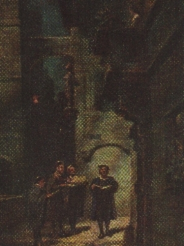Ständchen im Mondschein Künstlerkarte Karl Spitzweg * ca. 1950