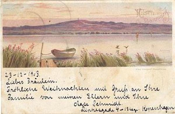 Himmelbjerget Litho Künstlerkarte Daenemark o 24.12.1903