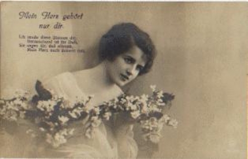 Woman with wreath of flowers o June 15, 1925 Bahnpost Liegnitz - Kand... Train no. 275