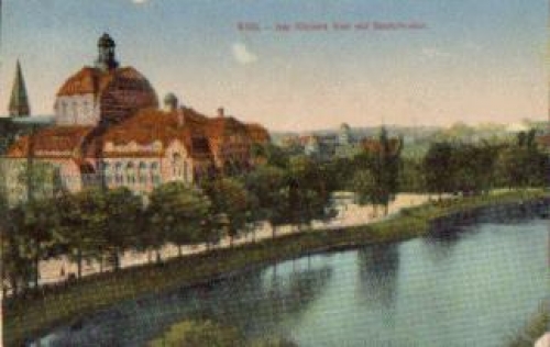 Kiel Am Kleinen Kiel with Stadttheater gebr. circa 1910