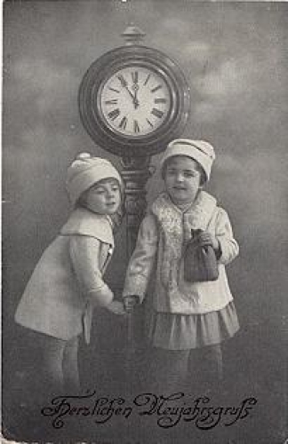 Clocks children's New Year card, o 31.12.1921