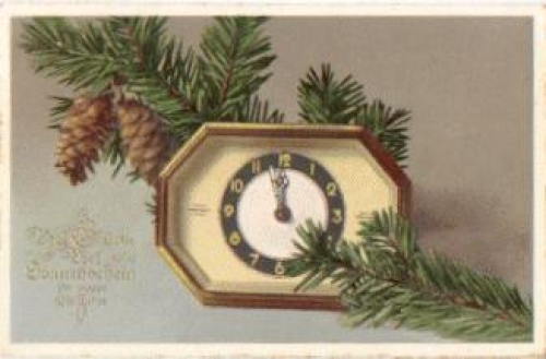 Table clock with fir branches, o 1941