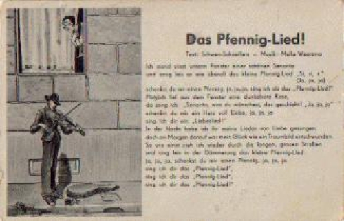 the Pfennig-Lied violinist artist card H. Schaumburger * ca. 1920