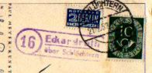 63628 Eckardroth country postmark o 02/21/1952 on postcard with dwarf