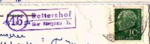 65779 Rettershof country postmark post office stamp o 1955