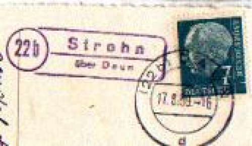 54558 Strohn, country postmark, post office postmark o 17.8.1959