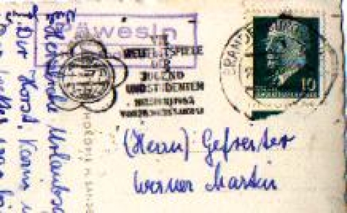 14778 Päwesin, Landpoststempel, Posthilfsstellenstempel o 24.7.1962
