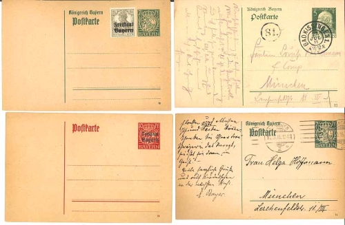 Bavaria 4 different postal stationery