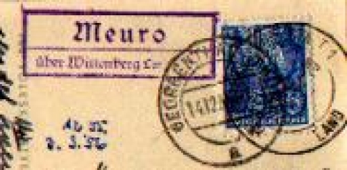 06905 Meuro country postmark o December 14, 1955 on Christmas card