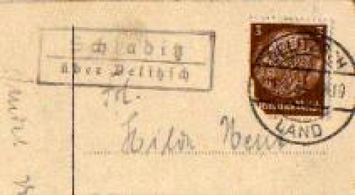 04509 Schladitz, country post mark, post office postmark o 29.9.1934 on postcard