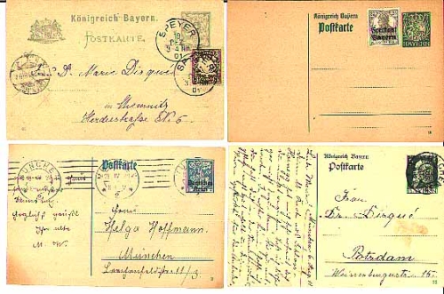Postal stationery Kingdom of Bavaria 4 pieces approx. 1900-10