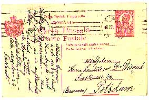 Romania postal stationery 1 leu o 18.11.1921
