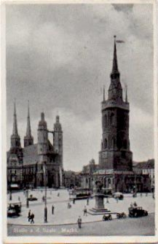 Halle Saale Markt Straßenbahn o 12.12.1937