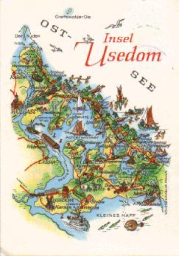 17406 Insel Usedom Landkarte Künstlerkarte Alfred Hoppe o 18.3.1978