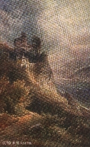 Rüdesheim, Burg Rheinstein, Künstlerkarte N. Astudin * ca. 1930